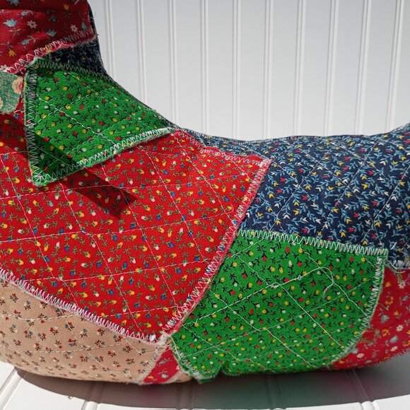 Homemade Patchwork Stuffed Goose Christmas Pillow Plush Duck MCM Calico Quilt - Picture 3 of 11